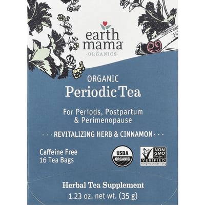 Earth Mama, Organics, Biologische Regelmatig Pure Thee, Revitaliserende Kruiden & Kaneel, Cafeïnevrij, 16 Theezakjes, 35g (1,23 oz) gray