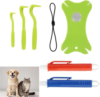 Complete Teken Verwijder Set voor Mensen en Huisdieren, 6 Stuks voor Effectieve Tekenbestrijding en Veiligheid voor Honden, Katten en Kinderen