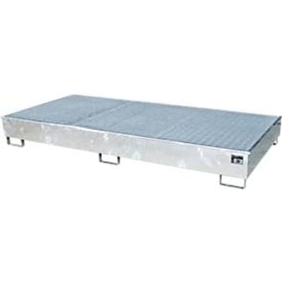 Bauer legbordbak RW-GR 2700-2 PE, met PE inleg, met rooster, L 2665 x B 1315 x H 305 mm, thermisch verzinkt