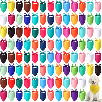 100 Stuks Effen Huisdier Bandana's - Bulk Driehoekige Slabbetjes voor Hond & Kat - Wasbaar & Verstelbaar