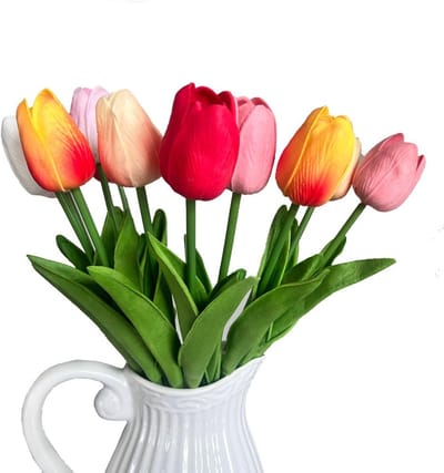 Kunstbloemen Kunst PU Tulp voor Bruiloft Boeketten Bruiloft Feest Decoratie Boerderij Huisdecoratie DIY Project (Mix Kleur 12 stuks)