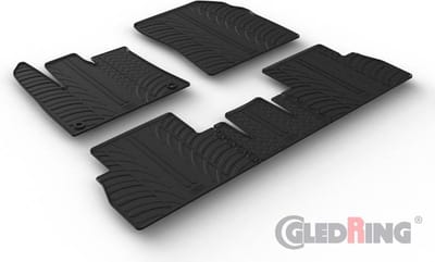 Gledring Rubbermatten passend voor Citroën Berlingo Multispace / Opel Combo Tour (MPV) / Peugeot Rifter 9/2019- (Vaste stoelen) (T profiel 5-delig + ovale montageclips)