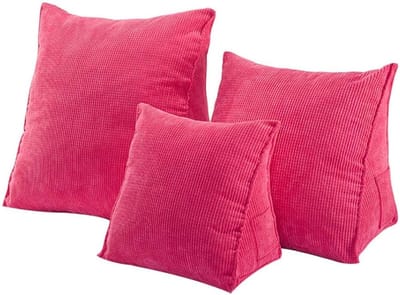 Leeskussen Rugsteun - Wigkussen Bank - Ontspannen in Bed - 360 Graden Ondersteuning - 47x45x23CM - Roze