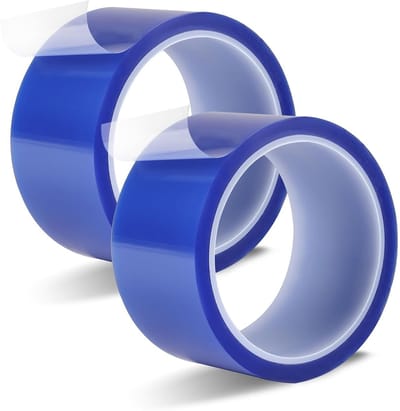 2 x Hittebestendige Lijmtape 50mm x 33m, Kapton Tape, Blauw, PET Lijmtape met Siliconen Lijm, Hoge Temperatuur Tape voor Sublimatie, 3D Printers en Elektronische PCBs