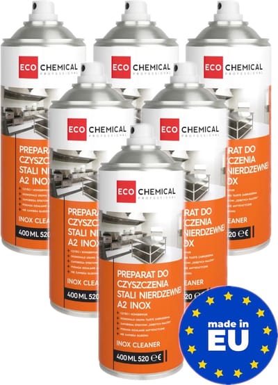 RVS Reiniger - 6 x 400ml - Inox Spray - Keuken Badkamer Auto Motor - Made in EU