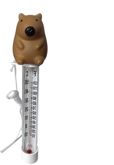 Zwembadthermometer - Waterthermometer Drijvend - Watertemperatuur Meten - Digitale Indicator - 22 Centimeter - Houtkleur