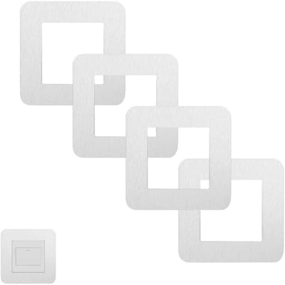 JGS Premium - 4 stuks aluminium lichtschakelaar afdekplaten decoratie stickers - Zelfklevende surround voor muur schakelaar - Thuis accessoires - Zilver - 86 x 86 cm