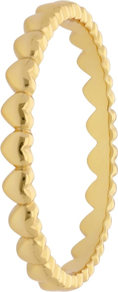 Lucardi Dames Zilveren goldplated ring met hartjes - Ring - 925 Zilver - Goudkleurig - 15.5 / 49 mm