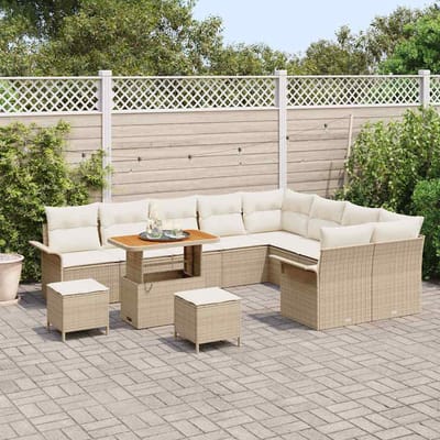 vidaXL - Tuinbank - Set - 12 - st - 11-Aantal - zitplaatsen - Beige - en - Crème