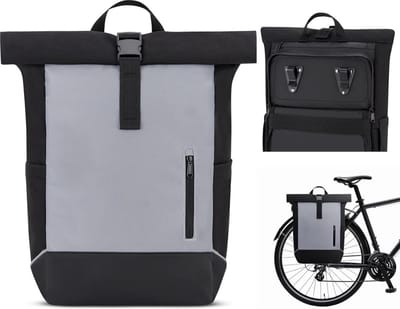 Medium Bike, fietstassen voor bagagedrager, dames en heren, zwart, 2-in-1 fietstas, rugzak en bagagedragertas achter, waterafstotend