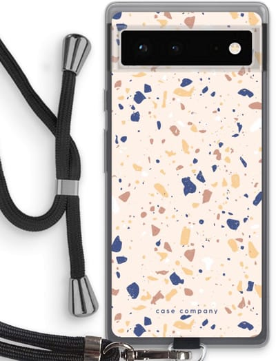 Case Company® - Hoesje met koord geschikt voor Google Pixel 6 hoesje met Koord - Terrazzo N°23 - Telefoonhoesje met Zwart Koord - Bescherming aan alle Kanten en Over de Schermrand
