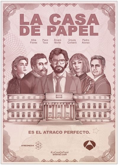 Allernieuwste.nl® Canvas Schilderij * La Casa De Papel -1 * - Kunst Poster - TV serie - kleur - 50 x 75 cm