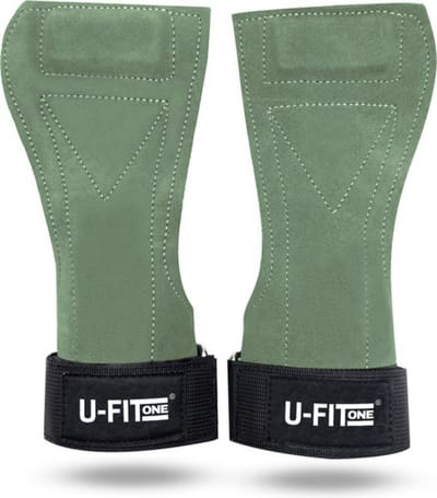 U Fit One Leer Lifting straps - Deadlift straps - Powerlifting - Fitness Straps - Wrist Support - Groen