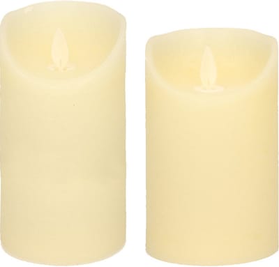 Set van 2x stuks Ivoor Witte Led kaarsen met bewegende vlam - 12.5 en 15 cm - Sfeer stompkaarsen voor binnen