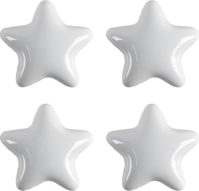 Clayre & Eef Deurknop Set van 4 Ster Ø 4 cm Wit Keramiek