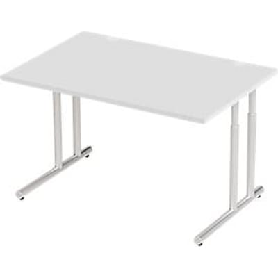 Schäfer Shop Select Desk COMBITEC, rechthoekig, C-poot, B 1200 x D 800 x H 677-817 mm, aluminium lichtgrijs/wit