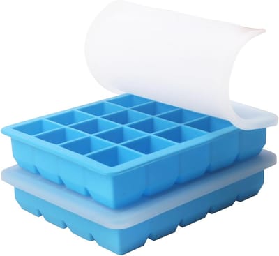 Thijox - 2er Pack Siliconen IJsblokjesvorm met Deksel, 20 Vakken, 15ml Porties, Flexibel Invriesbakje voor Babyvoeding en IJsblokjes, Vriescontainers
