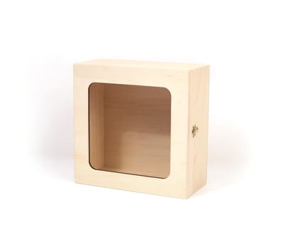 Graine Creative houten vensterdoos decoratie 21x21x10 cm blank hout.