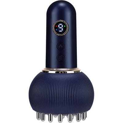 Brosse Meridian Rechargeable par USB Grattoir Corporel Masseur Microcourant Vibration Compresse Chaude Drainage Lymphatique bleu