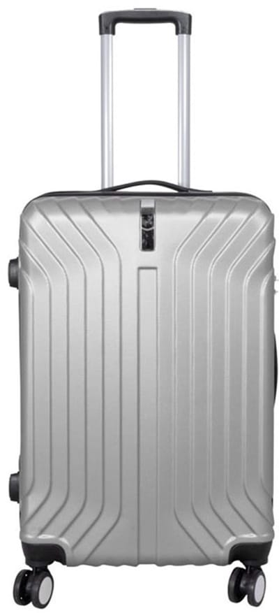 Koffer Palma maat M - Reiskoffer met cijferslot en op 4 dubbele zwenkwielen - ABS - ca 62 Liter - Zilver - ca 67x45x26 cm