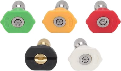 Hoogdrukspuitmondstukken met Meerdere Hoeken, 1/4 Inch, 5 Stuks - Ideaal voor Tuinieren, Auto Wassen en Schoonmaken