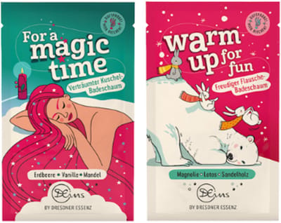 Winter Badzout Combi - Set van 2 - Magic Time & Warm Up | 2x 60g - Aardbei, Vanille, Amandel - Magnolia, Lotus, Sandelhout | Dresdner Essenz Badzout - Vegan