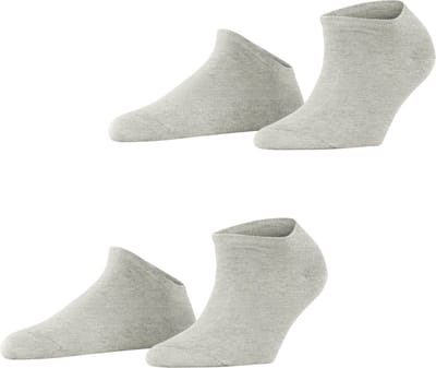 Esprit Uni 2-Pack kort eenkleurig katoen multipack sneakersokken enkelsokken dames grijs - maat 35-38