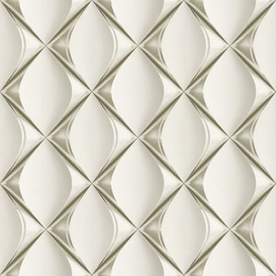3D behang Profhome 386912-GU vliesbehang hardvinyl warmdruk in reliëf licht gestructureerd met geometrische vormen mat beige platina lichtgrijs 5,33 m2