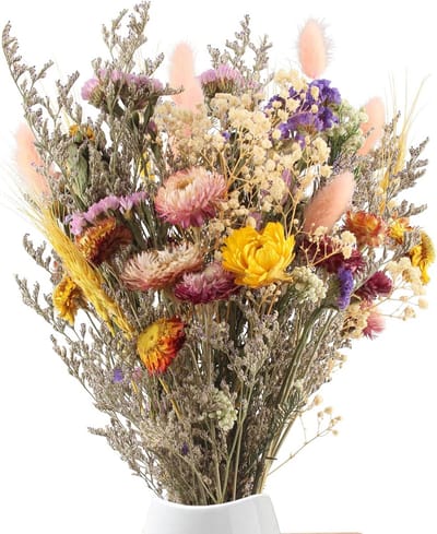 40 Stuks Gedroogde Bloemen Boeket voor Creatieve Decoratie, Kleurrijke Natuurlijke Bloemen voor Woonkamer, Bruiloft en Vazen