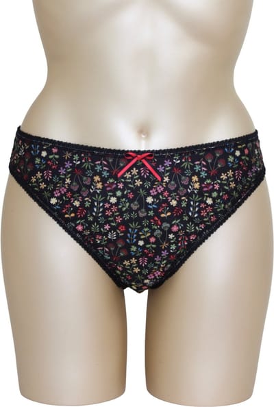 Freya - Clarissa - zwarte slip met vrolijke bloemenopdruk - maat XS / 34