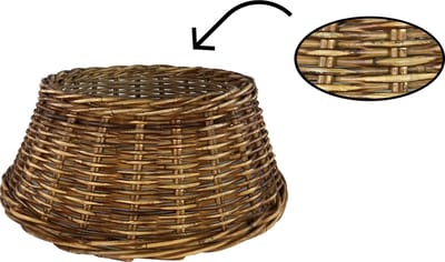 Rotan kerstboommand - ø 60 x 26 cm - Rieten Kerstboomrok - Kerstboomhuls - Kerstboom Voethuls - Kerstboom Omhulsel - Kerstdecoratie voor Rond de Voet van de Boom - Rieten Kerst Voet - Kerstboom Rok - Brons