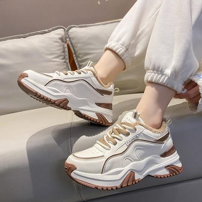 Lente Nieuwe Koreaanse Versie Plus Velvet Papa Damesschoenen Ins Student Sportschoenen Dames Alles-match Warme Katoenen Schoenen 40 gray
