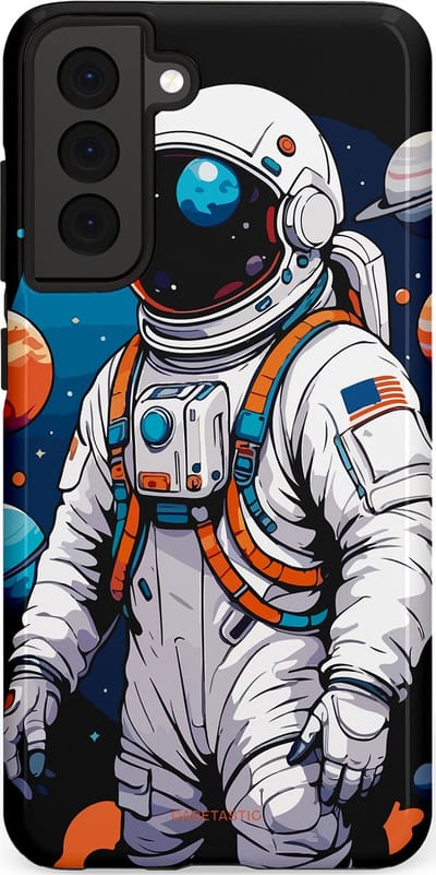 Casetastic Hoesje Geschikt voor Samsung S21 FE - Stijlvolle Beschermende Duo-layer Case - Astronaut in space