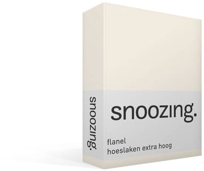 Snoozing - Flanel - Extra Hoog - Hoeslaken - Eenpersoons - 80/90x200 cm - Ivoor