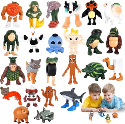 Grappige Figuren Set - Absurde Dieren - Verzamelen en Decoreren - Uniek Italiaans Ontwerp - 24 Stuks - Groen