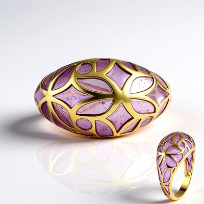 Cavill - Zilveren Ring - 925 Sterling Zilver Verguld - Ovale Filigraan Ring met Paarse Edelsteen - Luxe Ring Dames - Cocktail Ring Avondjurk