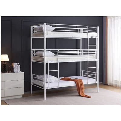 Habitat et jardin Stapelbed metaal 3 eenpersoonsbedden "Havin" - 90 x 190 cm - Wit