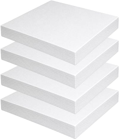 Piepschuim vormen - vierkant - 4x - 25 x 25 x 3 cm - styropor hobby / DIY vorm - basis knutselfiguren