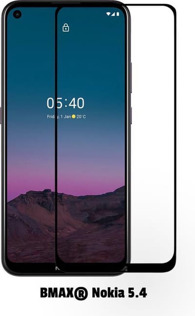 2-pack BMAX geschikt voor Nokia 5.4 Screenprotector Full Cover / Gehard glas / Beschermglas / Tempered Glass / Glasplaatje / Telefoonbescherming / Plexiglas scherm / Plexiglas - Zwart