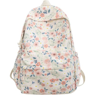 Grote Capaciteit Bloemen College Student Pendelen Trendy Schooltas Rugzak voor Dames Nieuwe Japanse Niche Reizen Bloem Rugzak white
