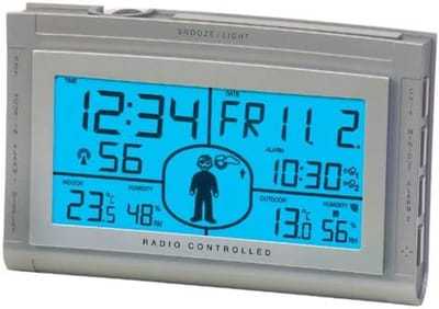 Weerstation met Sensor - Buiten thermometer - Weersvoorspelling Thuis - Luchtvochtigheid en Druk - 17 cm Basisstation - Zilverkleurig