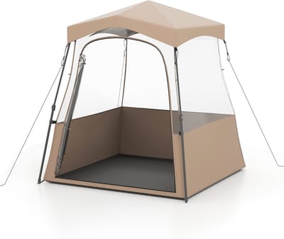 COSTWAY Sporttent, transparante tent met helder zicht, robuust frame en draagtas, campingtent outdoor, pop-up bubble tent voor sporten, aanmoedigen, kamperen