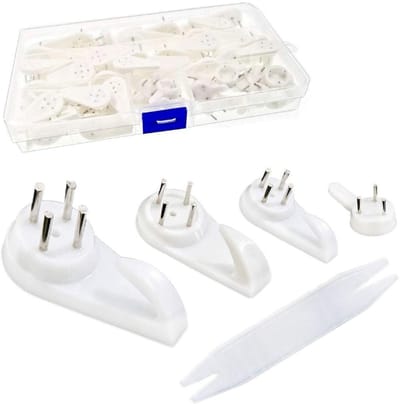 Dailygoods - Haken voor Fotolijsten - Ophanghaken voor Muren - Wit - Geschikt voor Gipsplaten en Harde Muren - Set van 70 Stuks - Foto en Klok Hangers
