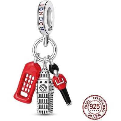 Pendentifs Souvenir Soldat Cabine Téléphonique Rouge Londonien en Cuivre Convient aux Bracelets à Charms Authentiques Bijoux à Faire Soi-même Cadeaux pour Femmes
