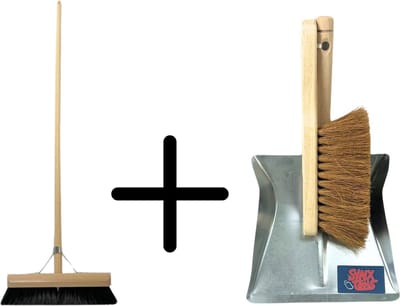 Synx Tools binnen bezem 40cm Met Handveger en blik bezemset - Stoffer en blik - Bezem en blik - kokosvezel/Paardenhaarmix - Veger en blik - Cocosharen - Paardenhaar - Zaalveger- Schoonmaakartikelen