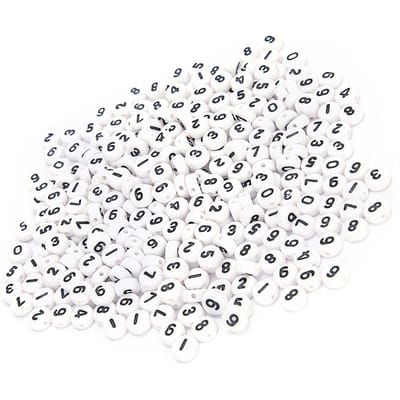 500 Pièces Perles Acryliques DIY Fait Main Accessoires de Bijoux en Perles Numéro 0 9 pour Collection d'Artisanat white