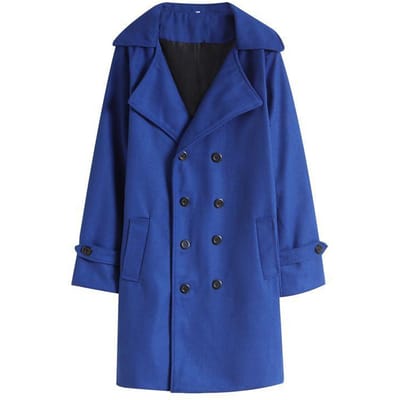 Automne et Hiver Burst Kaki Fond Blanc Manteau en Laine pour Homme Trench 3XL bleu royal