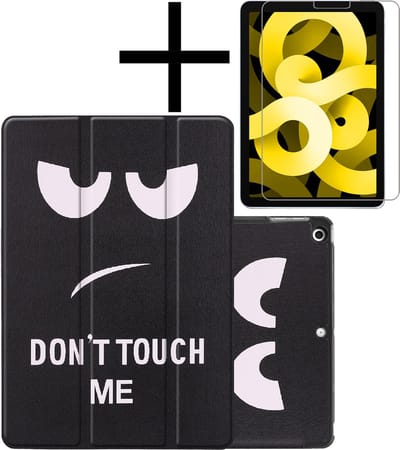 Hoes - Geschikt voor Apple iPad Air 5 (2022) - 10.9 inch - 5e Generatie - M1 - Met Screenprotector - Trifold Bookcase - Hard Cover - Hardcover Book Case - Tablet Hoesje - Don't Touch Me