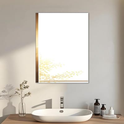 Zelfklevende Ronde Wandspiegel Rechthoekig HD Glas 40x30 cm Badkamer & Woondecoratie