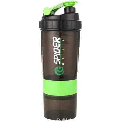 Bouteille Shaker à 3 Couches Tasse à Mélanger Protéines Tasse d'Eau Sport Fitness 550ml Bouteilles d'Eau Polymère Graduées avec Pilule Utilisation Pratique 500-600ml